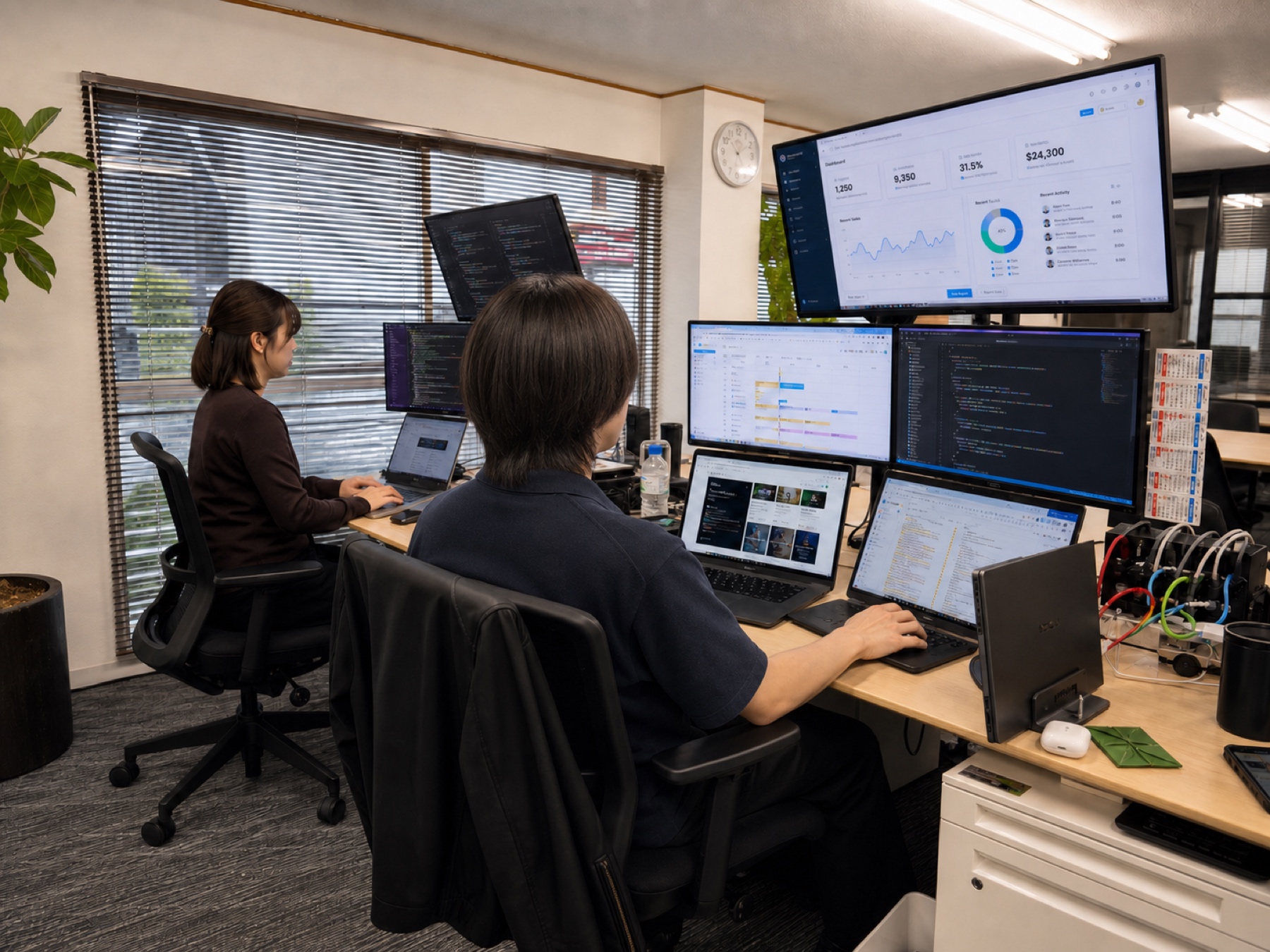 複数モニターを使って仕事を進めるM.O.の実際の執務風景